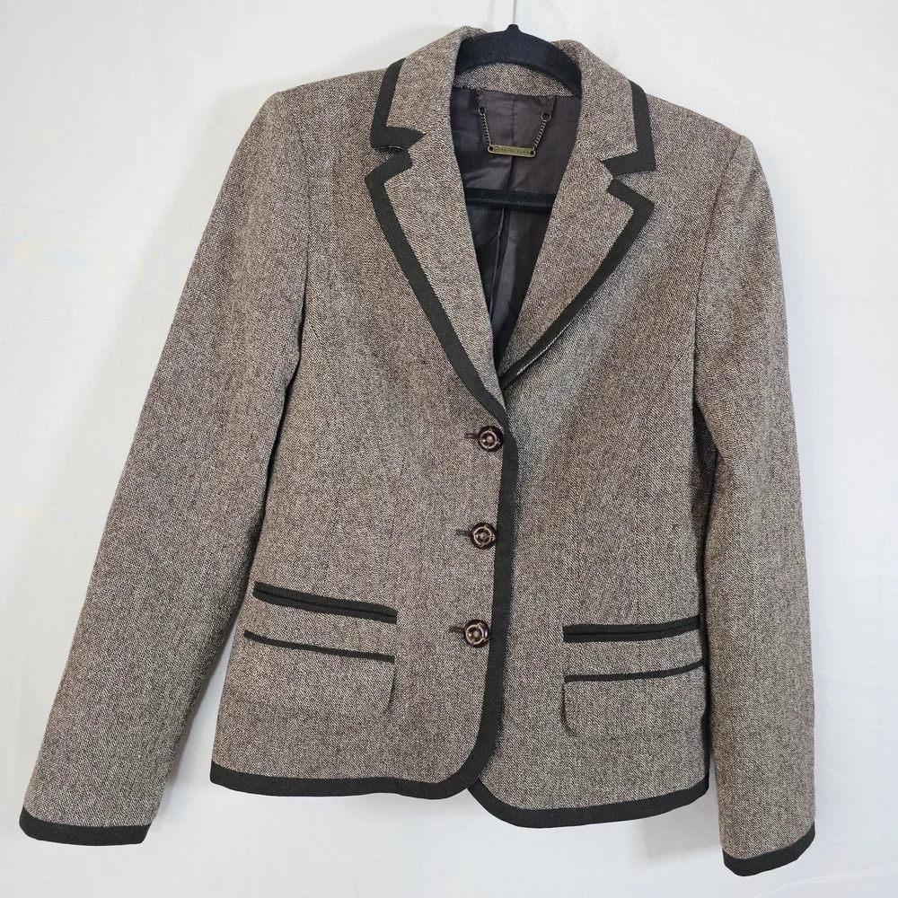 Trina Turk Wool Blend Brown Tweed Suit sz 2 Made in California - Picture 1 of 12